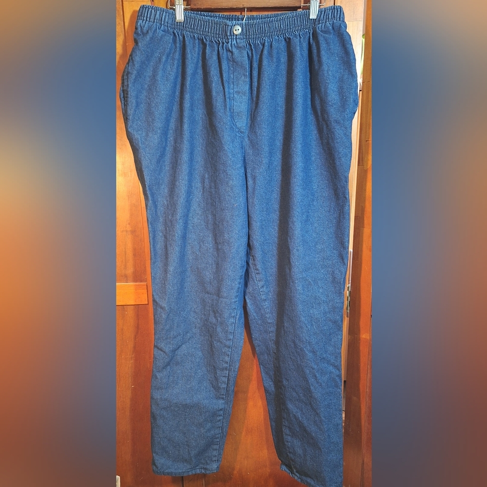 Woman Within High-Rise Elastic-Waist Jeans - Dark Blue